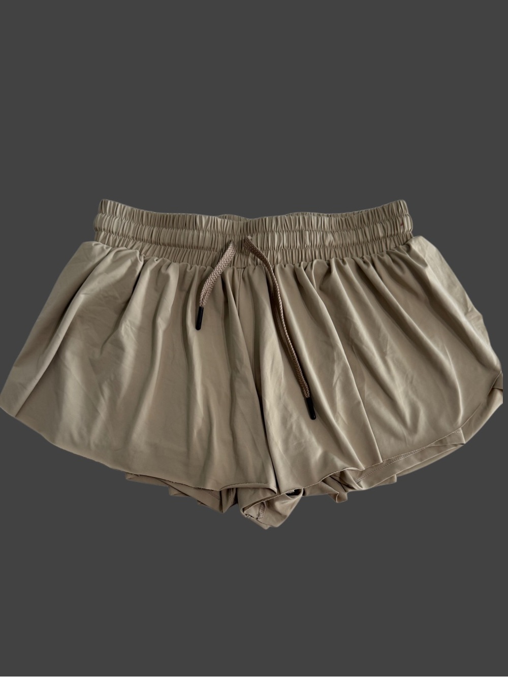 Women’s Lightweight Beige Athletic Shorts with Drawstring Waist
